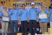 Plt Bupati Tulungagung Ahmad Baharudin menghadiri peringatan HUT ke-52 PPNI di GOR Lembu Peteng, Sabtu (9/5/2026), yang dirangkai dengan senam bersama dan layanan pemeriksaan kesehatan gratis.