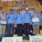 Plt Bupati Tulungagung Ahmad Baharudin menghadiri peringatan HUT ke-52 PPNI di GOR Lembu Peteng, Sabtu (9/5/2026), yang dirangkai dengan senam bersama dan layanan pemeriksaan kesehatan gratis.