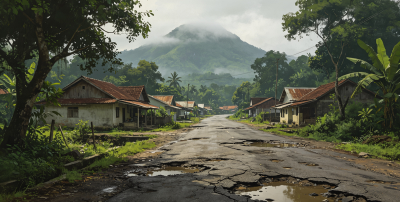 Kondisi jalan rusak menuju kawasan Bendungan Bagong Trenggalek masih dikeluhkan warga di tengah kenaikan anggaran proyek hingga Rp2,7 triliun. (foto ilustrasi jalan rusak)