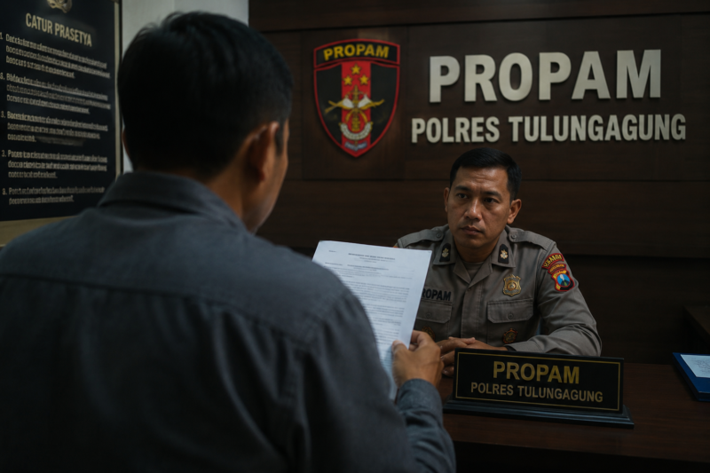 Foto ilustrasi : Pengaduan warga terhadap anggota kepolisian di Propam Polres Tulungagung.